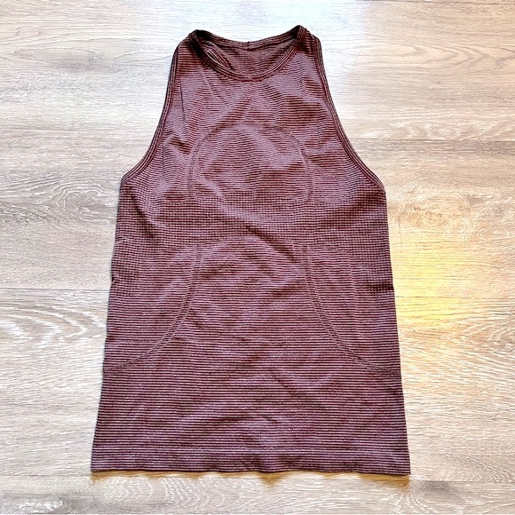 LULULEMON • Run Swiftly Tech Tank Top • Size 6 • Tonka Stripe Heathered Bordeaux - Picture 3 of 13